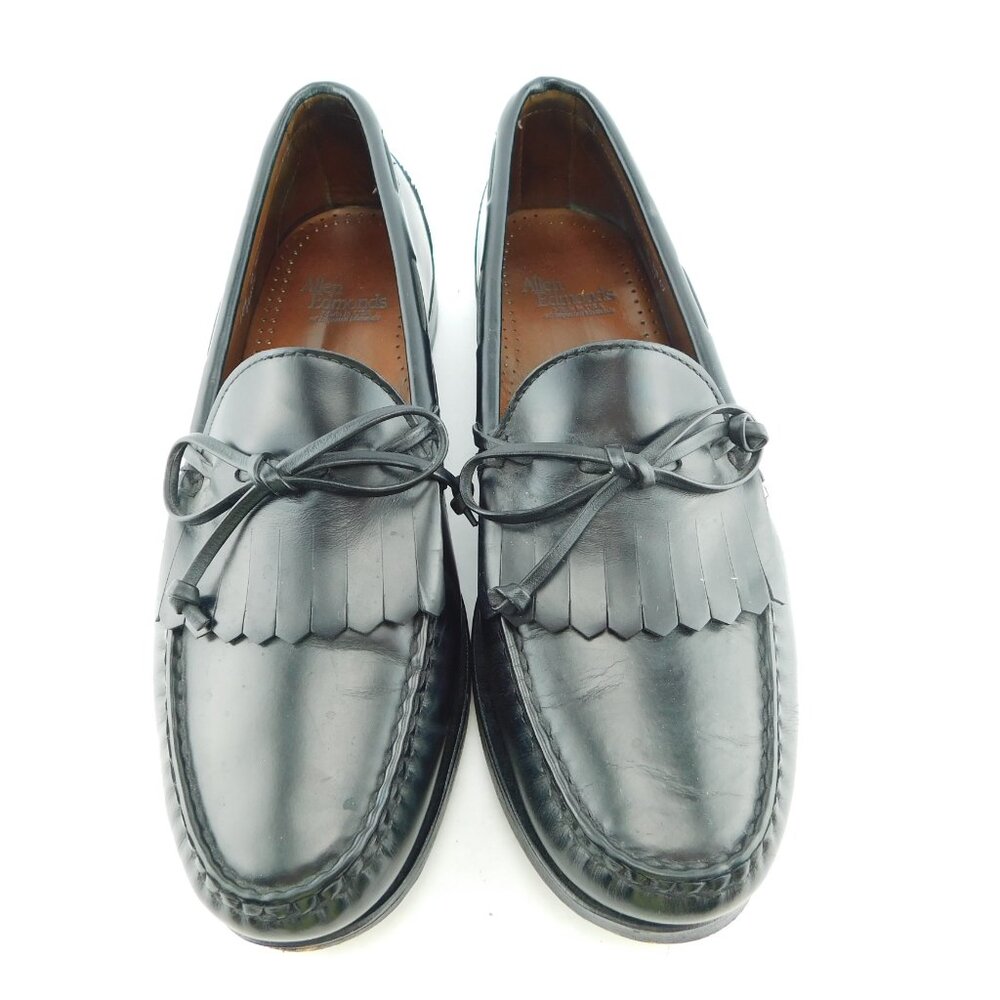 ALLEN EDMONDS Black Leather Fringe Slip-on Loafers 10.5 C Narrow